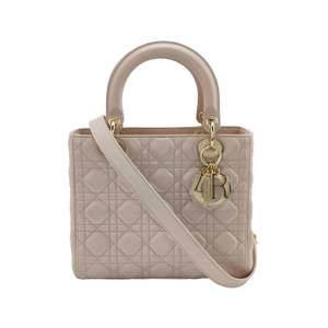 Lady Dior Medium Handbag Pearlescent Pink Cannage Leather Gold Hardware